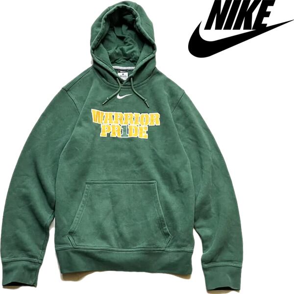 1点物◇ナイキNIKE深緑プリントスウェットパーカー古着メンズSM 1点物◇ナイキNIKE深緑プリントスウェットパーカー古着メンズSM