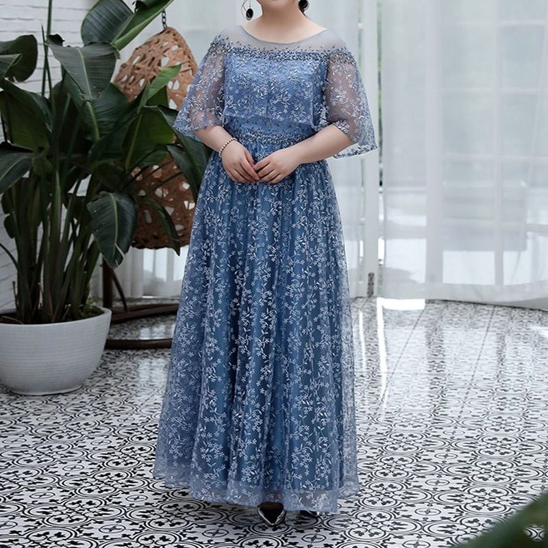 3XL〜7XL】フラワー刺?オーガンジードレス D1606 | 演奏会・ステージ