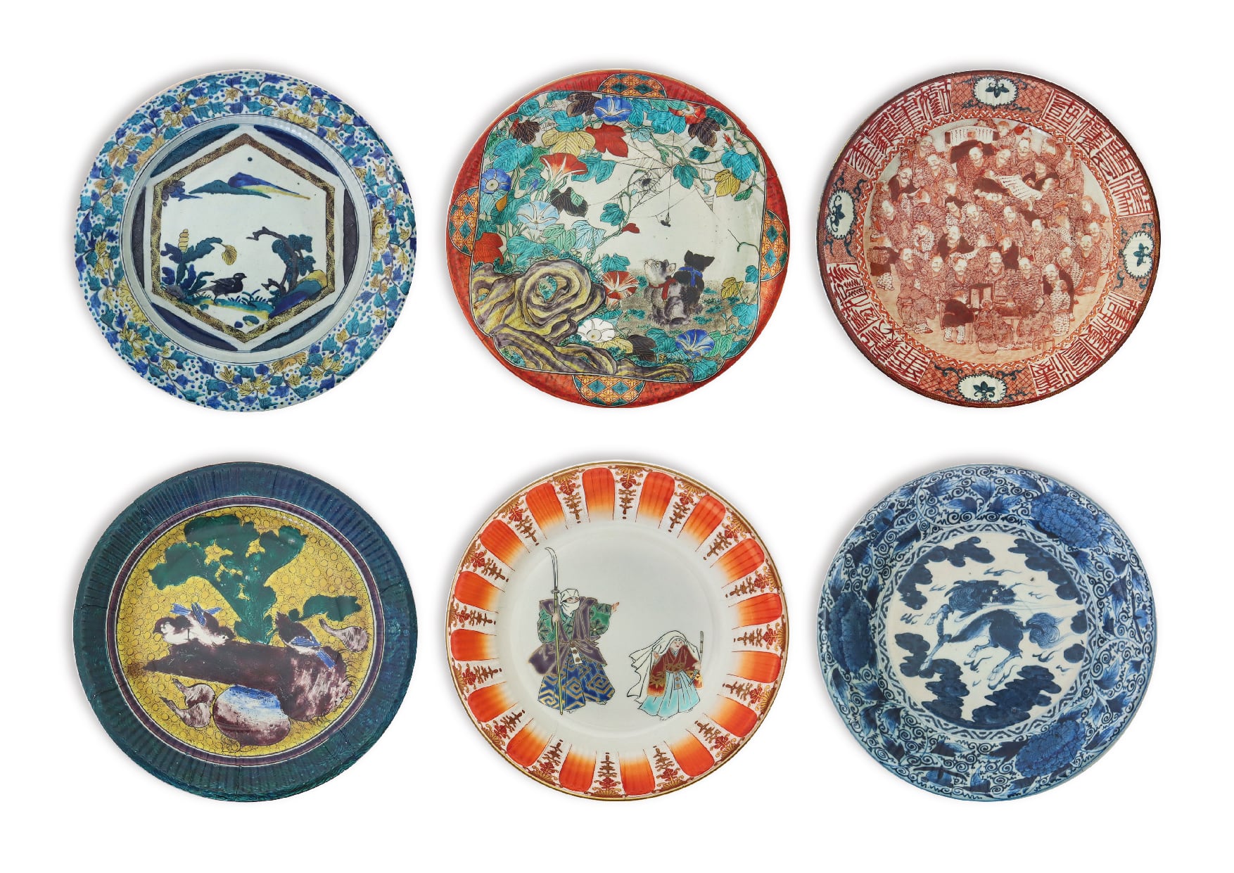 大正時代の100年前の古いお皿【4枚セット】九谷焼 お皿