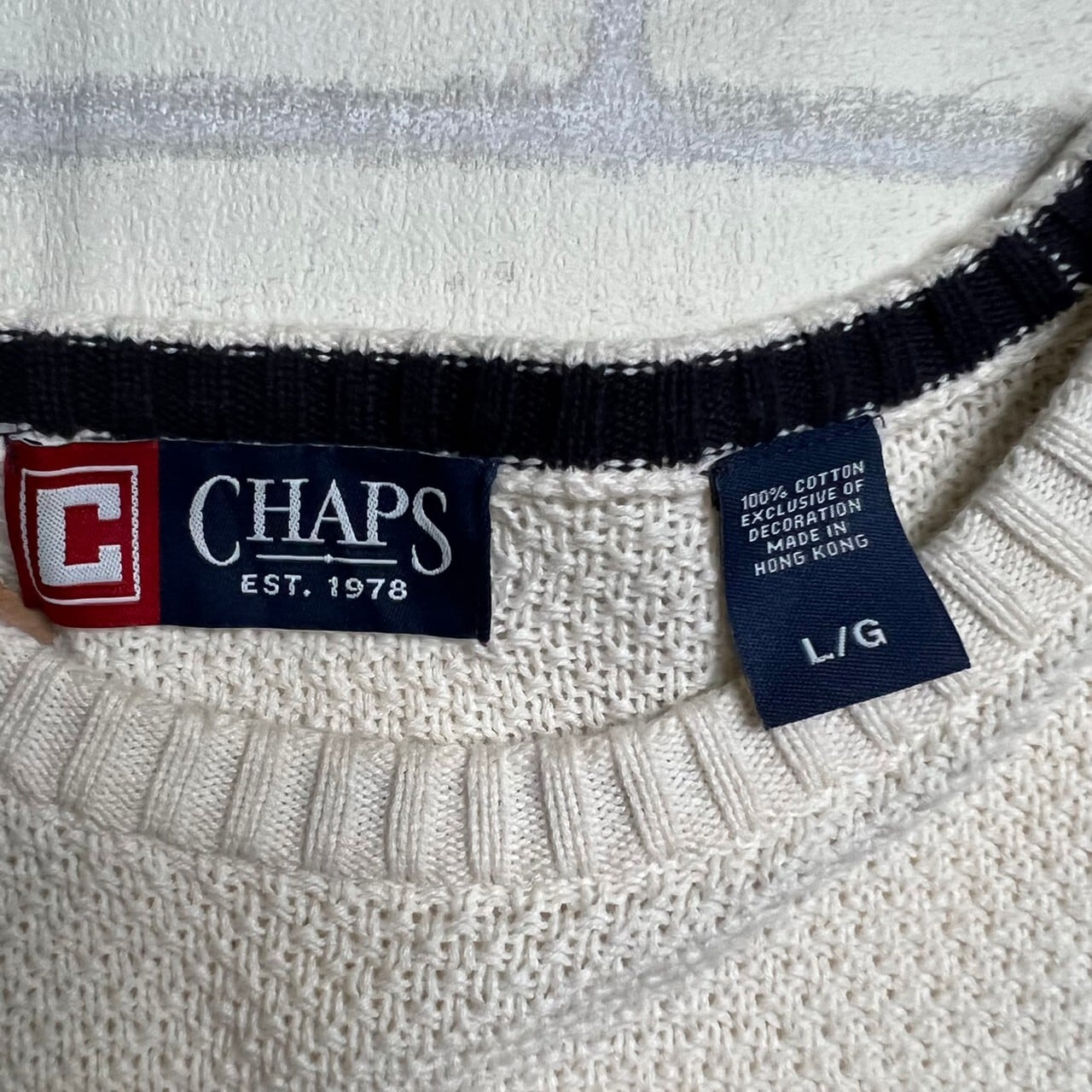 CHAPS ニット L コットン100% 刺繍 | 古着屋OLDGREEN