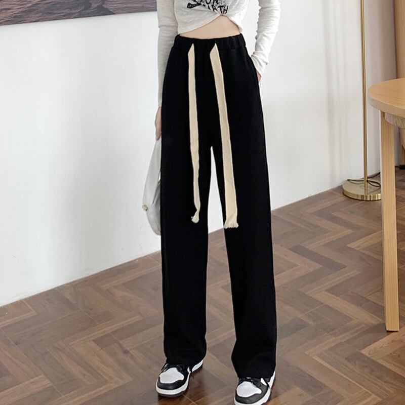 ウェストワイドレッグパンツ ルーズスプリングオータムカジュアル 春物 秋物 ワイドパンツ スーパーモール99074587808