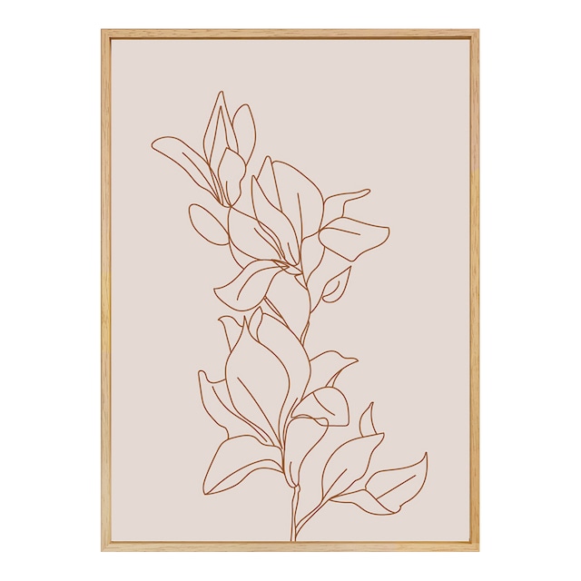 キャンバスアート「Line Art flower B」天然木フレーム 花 ラインアート アートパネル 415×575mm AFCA15