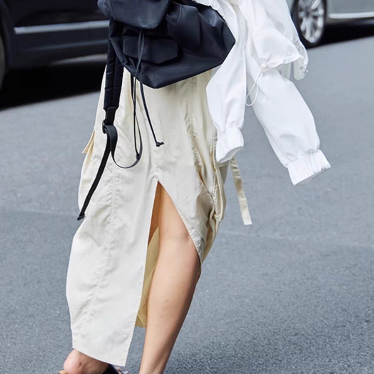 Belted midi-length cargo skirt 【2color】T4330