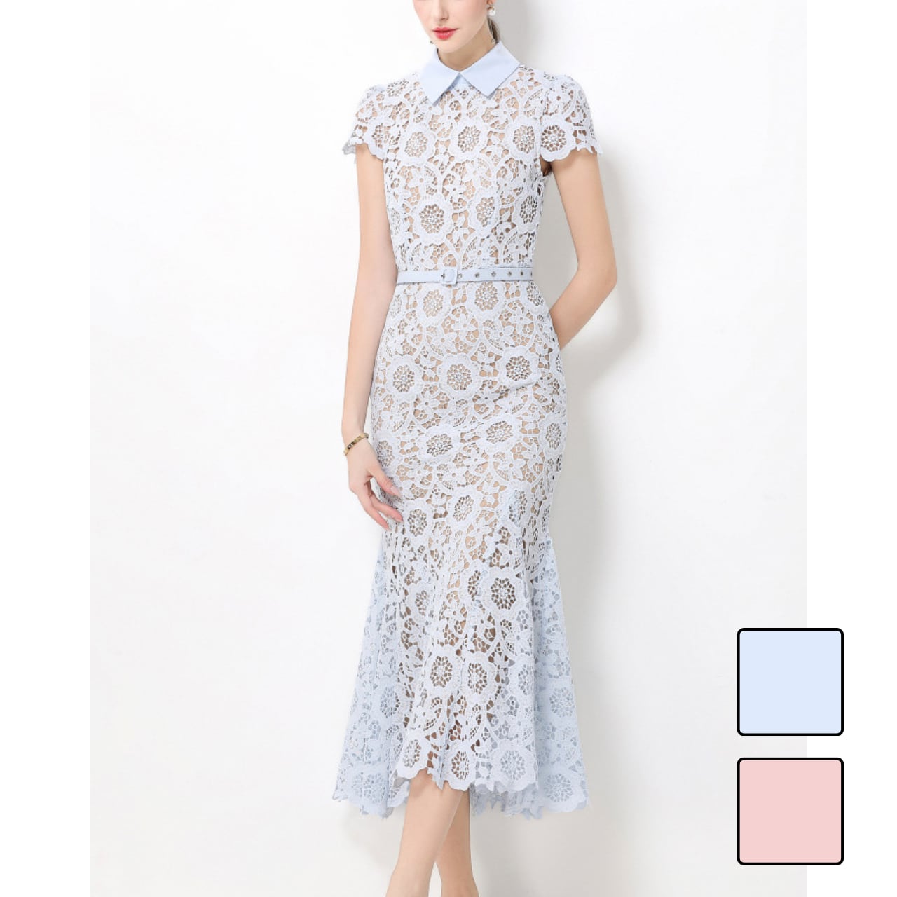 フローラルレースマーメイドワンピース 2color L2093