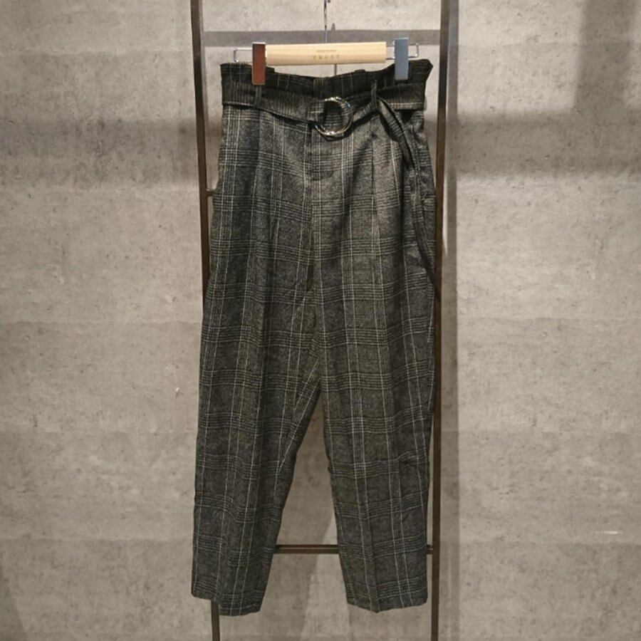 クロップドパンツ パンツ ボトム アンクル ハイウエスト グレンチェック チェック柄 九分丈 レディース NTC