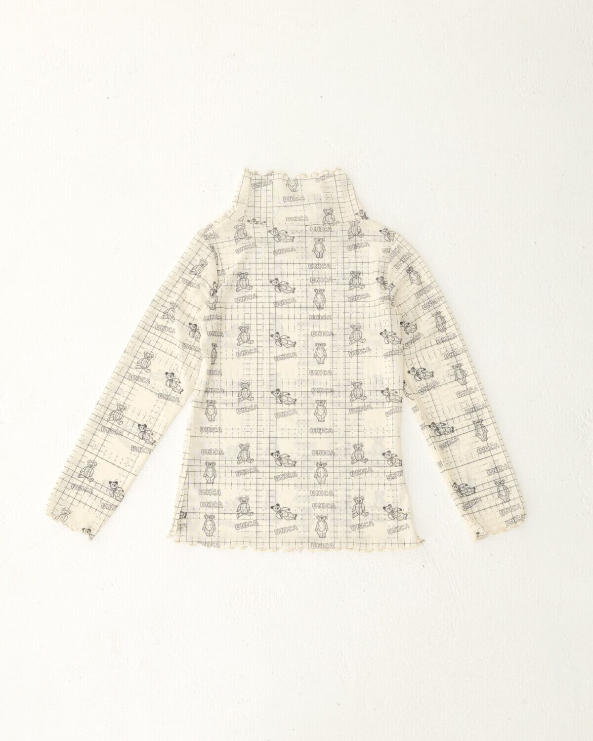 【solmu select】unica / 落書きベアーシアーハイネックtee(オフホワイト)