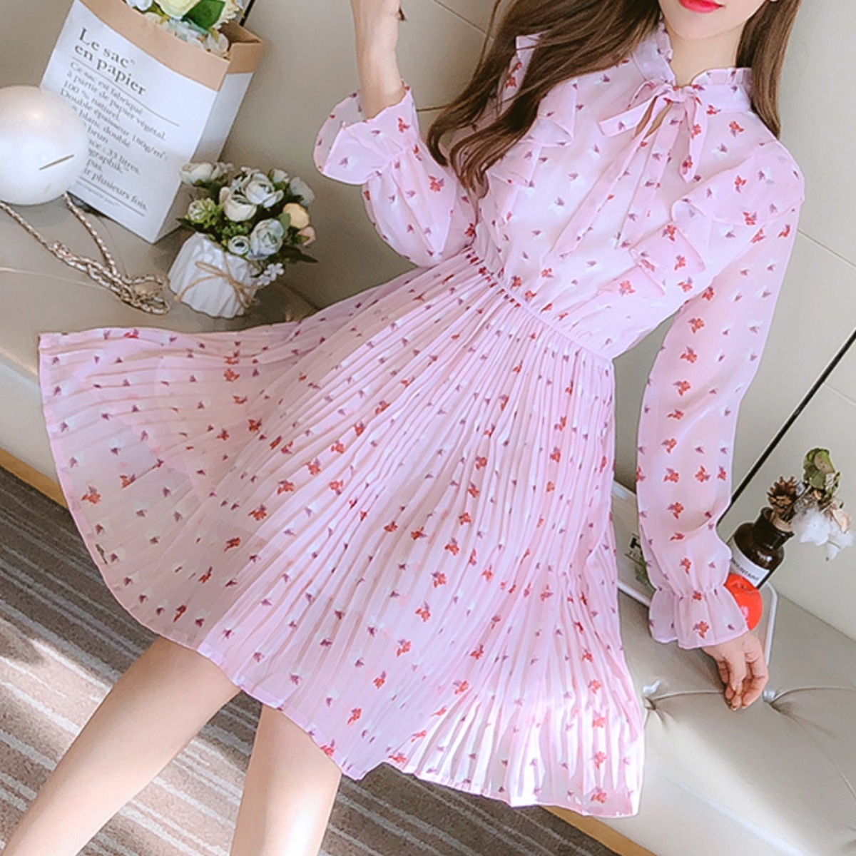 ピンクプリーツワンピ＊Z310 | cherie ange