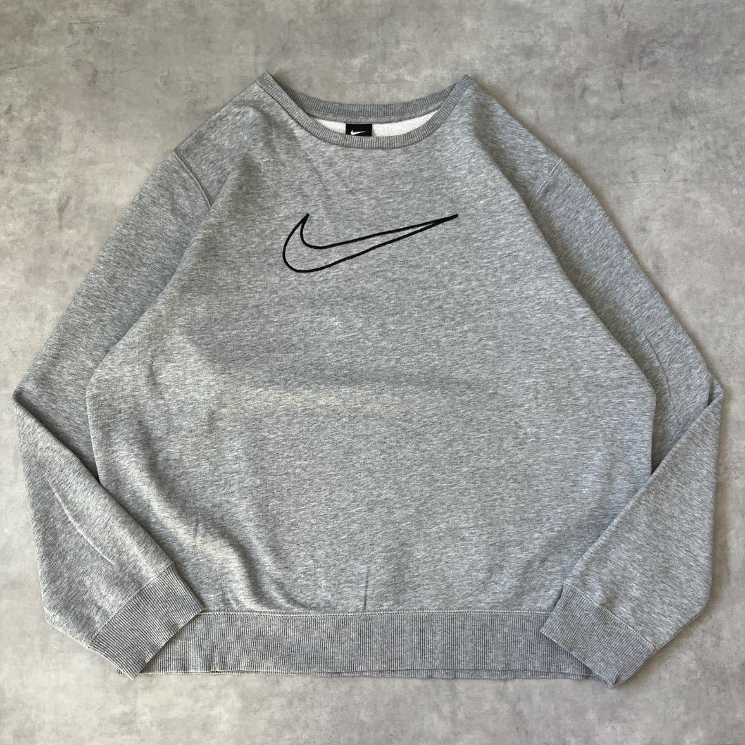 NIKE ナイキ スウェット 古着 スウッシュ 刺繍 XL グレー 17983