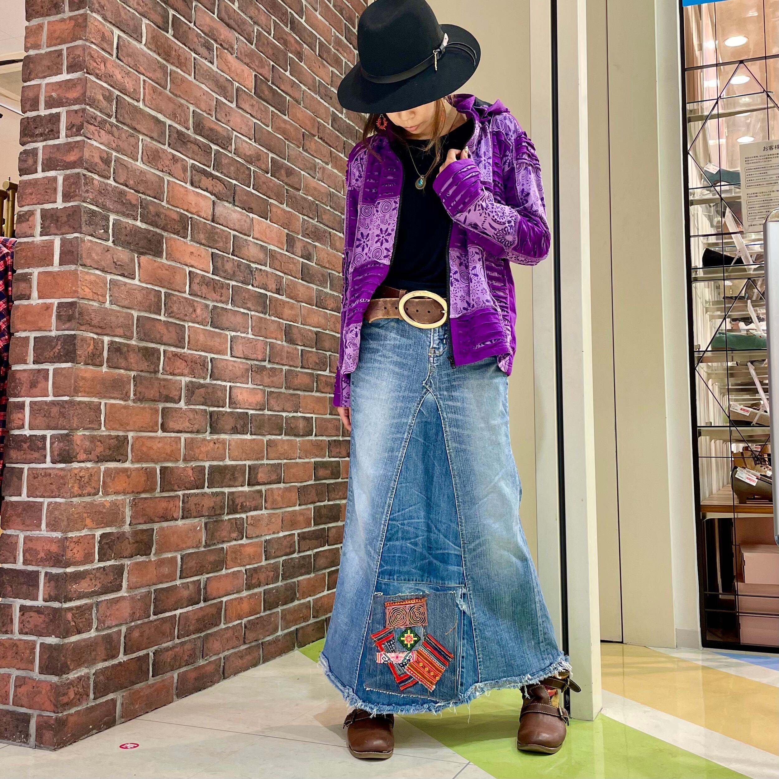 リメイクデニムロングスカート アジアン雑貨ルチュ