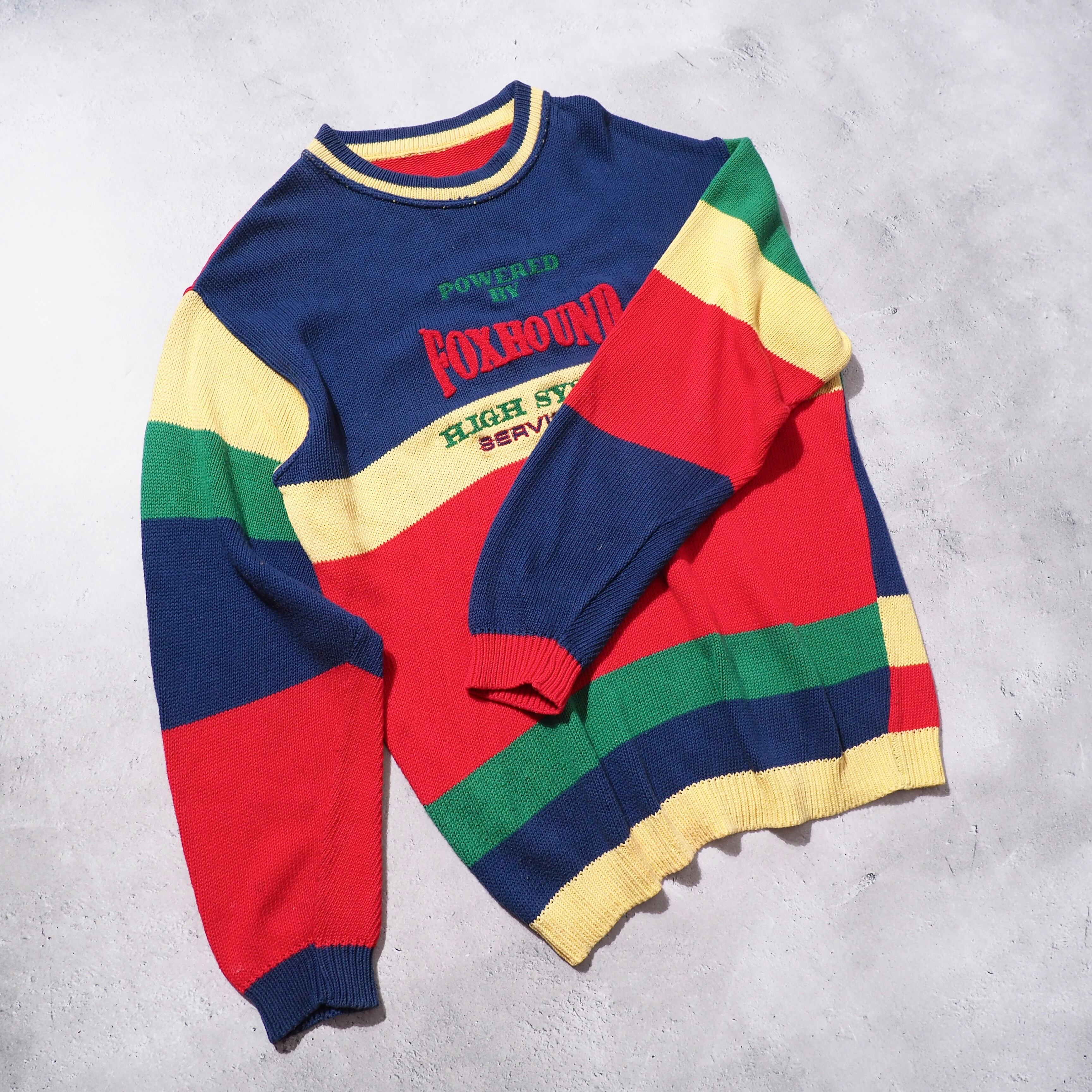 ” Foxhound ” Mulch color Border Design vintage loose knit(made in Italy)