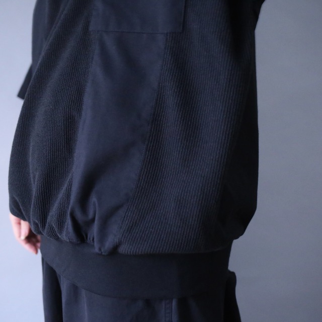 different material pattern over silhouette black /s pullover