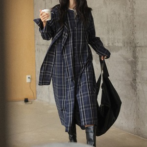 frill check shirt one-piece　J00459