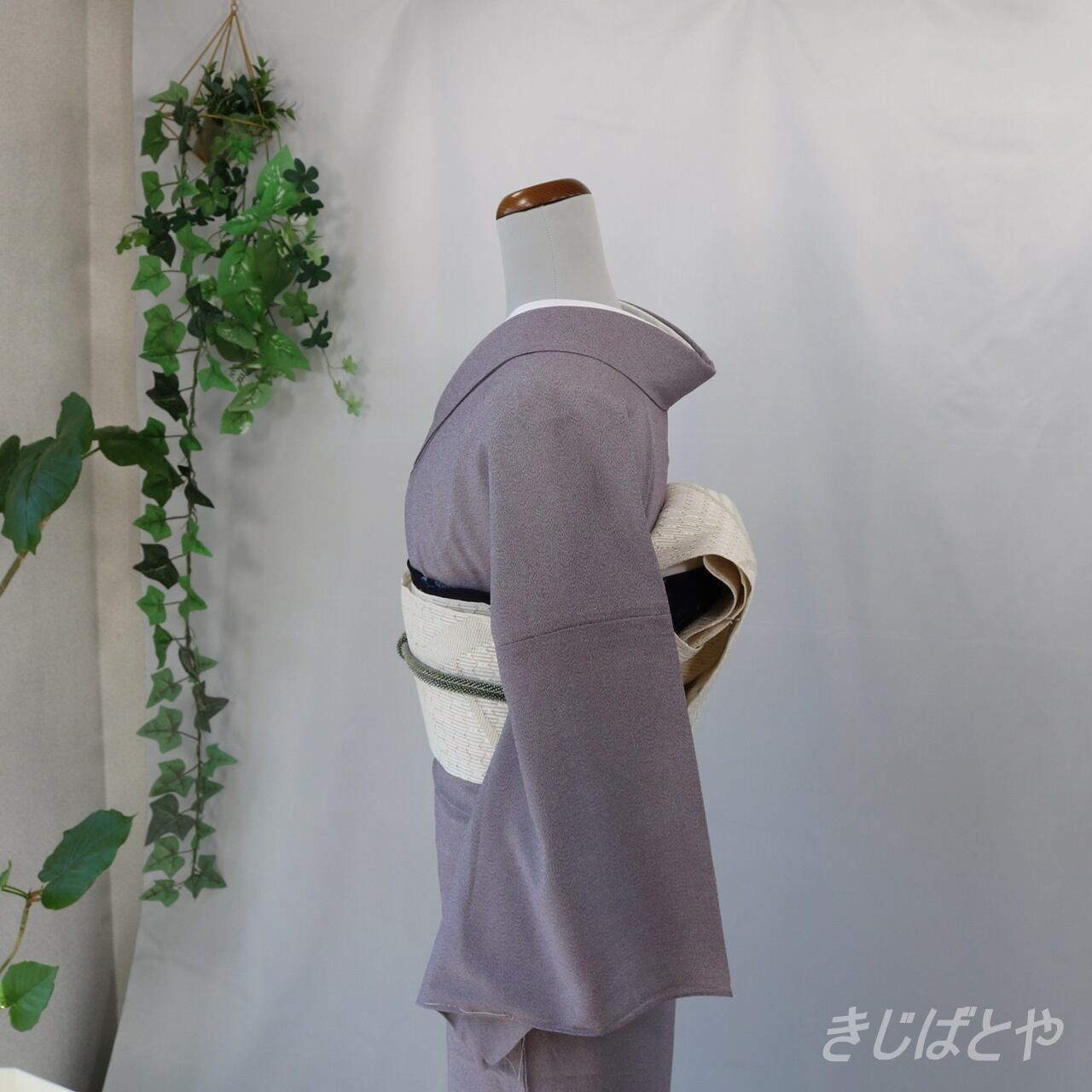 正絹 桔梗鼠に極鮫の夏着物 紋入り | きじばとや