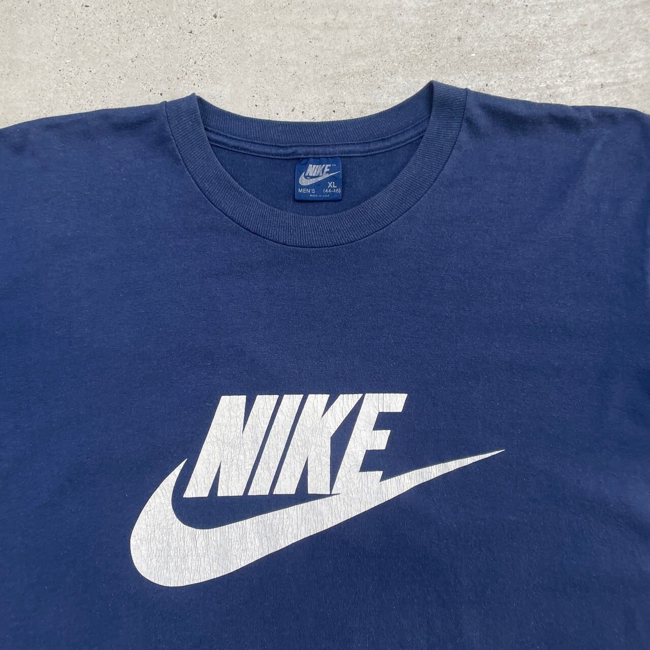 80年代 USA製 NIKE ナイキ 紺タグ スウォッシュ ロゴプリントTシャツ 