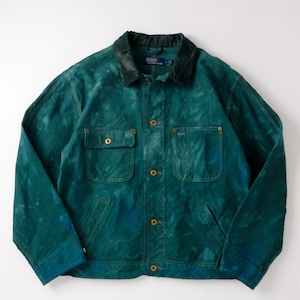 【極美品】Ralph Lauren special cotton duck coverall jacket art overdye sizeM Big size / スペシャル ラルフローレン コットンダッグ カバーオール ジャケット アート オーバーダイ 後染め ビッグサイズ サイズM 実寸L