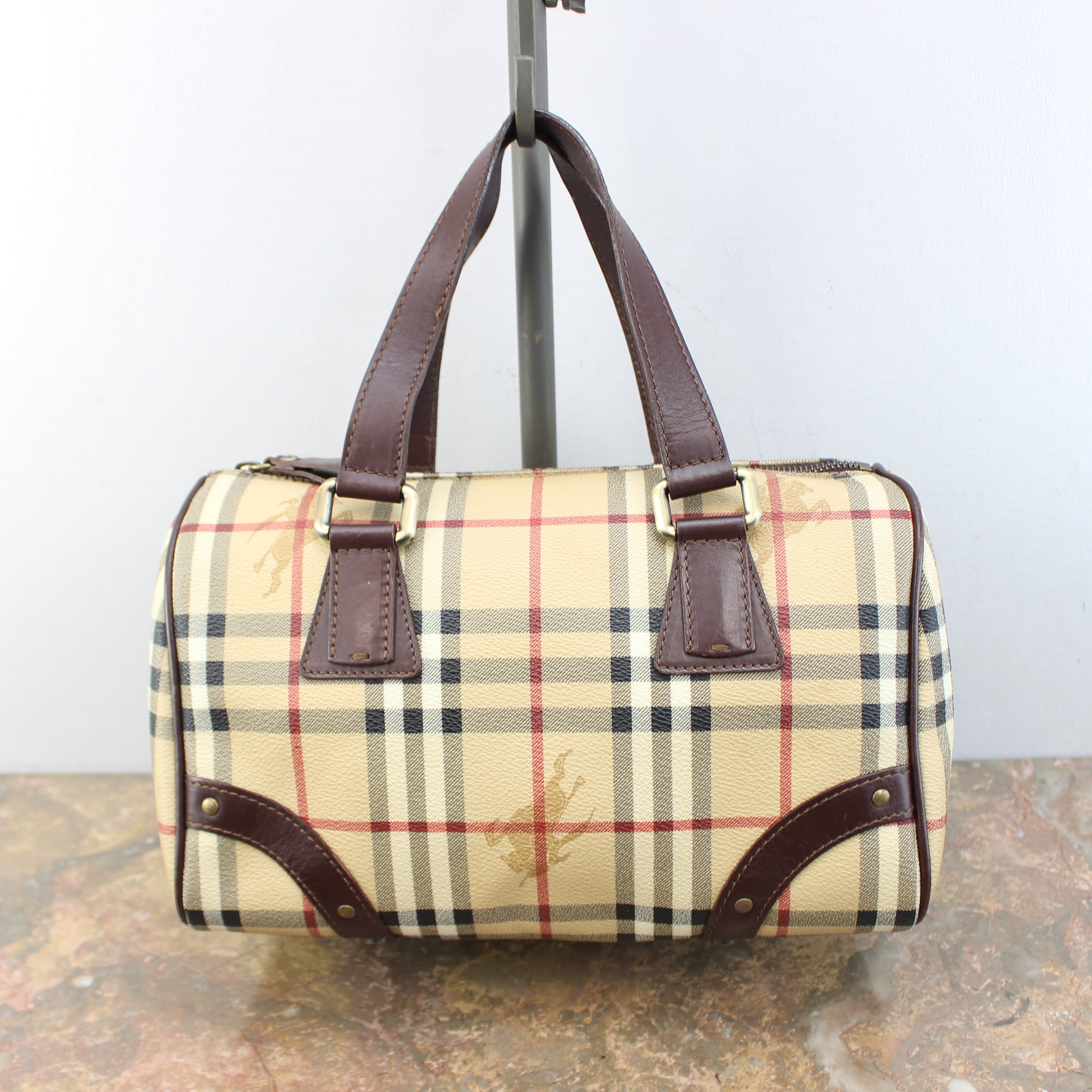 BURBERRY CHECK PATTERNED MINI BOSTON BAG/バーバリーチェック柄ミニ