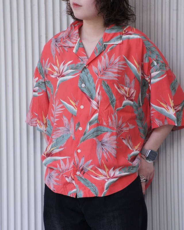 【HARVESTY】JUMBO ALOHA SHIRT / RED