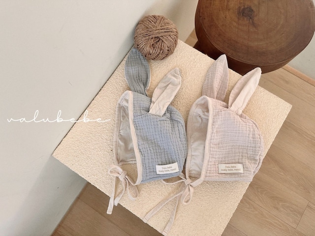 【取寄】valubebe|rabbit contrast bonnet hat|ラビット配色ボンネットハット|FREE|baby|26 summer