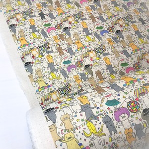 KDP-131     綿麻キャンバス デジタルプリント　／　パーティーネコ