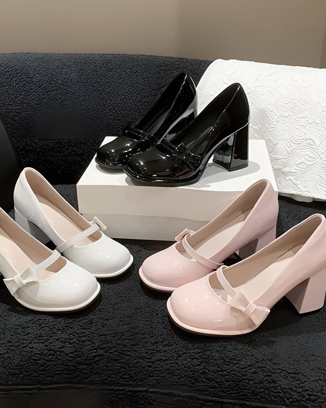 サイドリボンエナメルパンプス（3 colors）　24WP12077