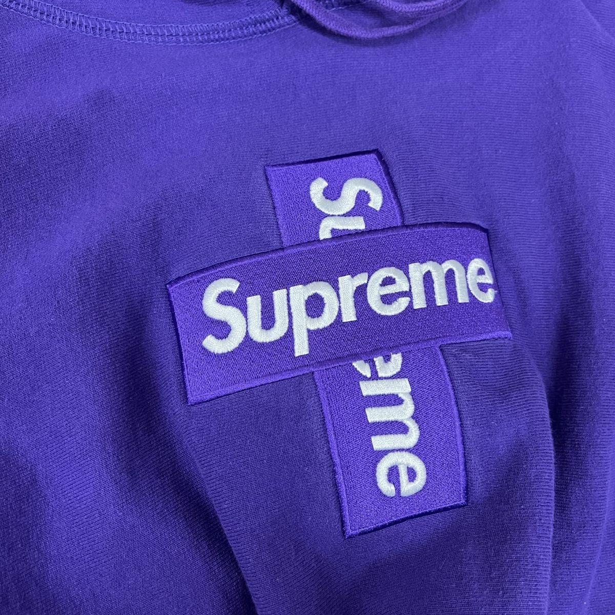 supreme  Cross BoxLogo 紫　パーカー　クロス　ボックスロゴ