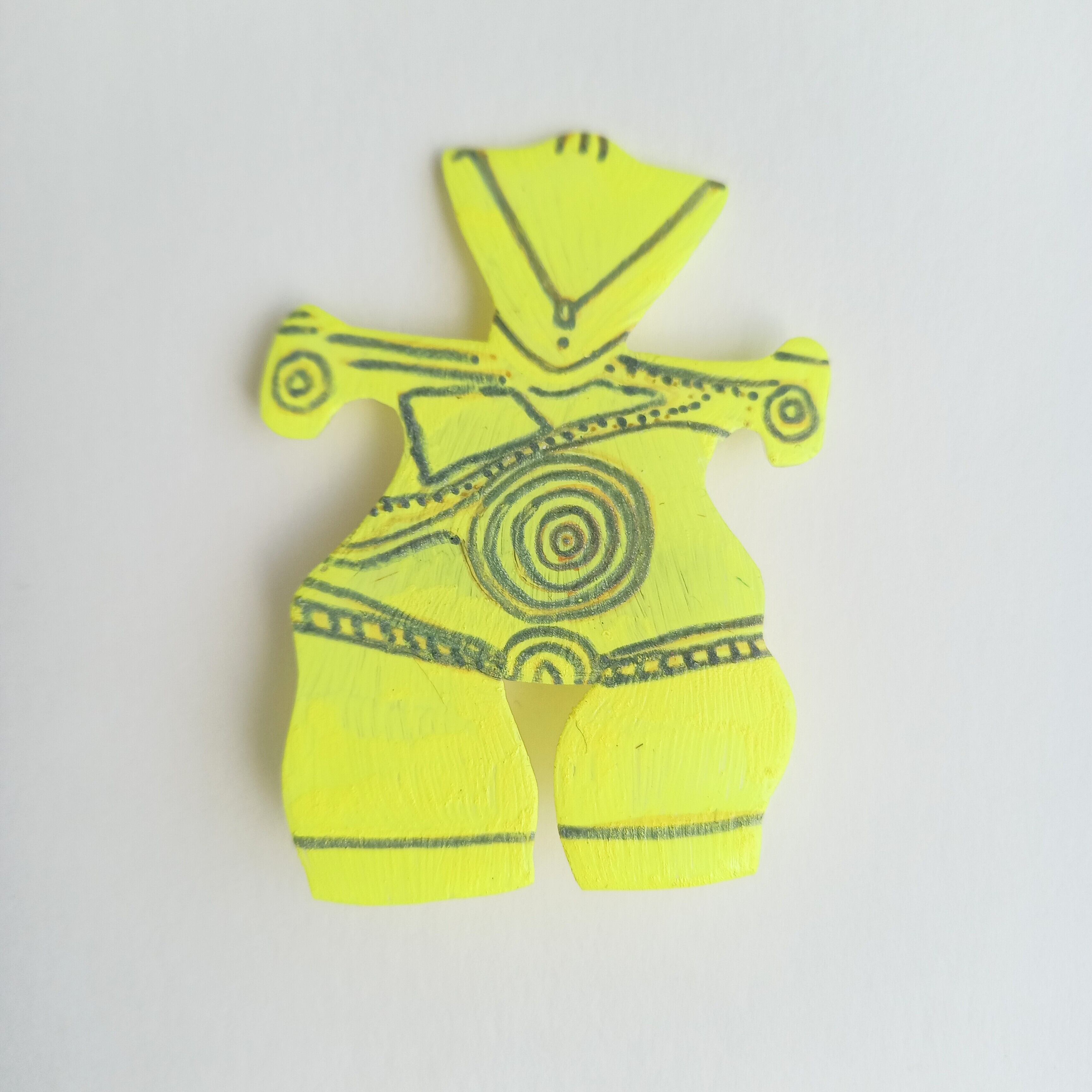 ヘンテコ ブローチ 「土偶」 手描き 一点もの