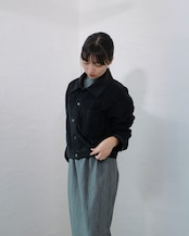 kujaku - J-106 Cropped Corduroy Jacket :Black|広畝コーデュロイ/コットンリネン/硫化染め/クロップド