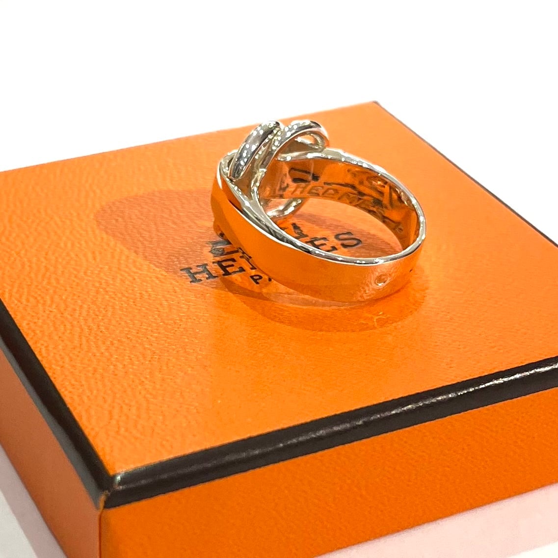 HERMES】エルメスリング 11.5-12号／シルバー925／結びのモチーフが