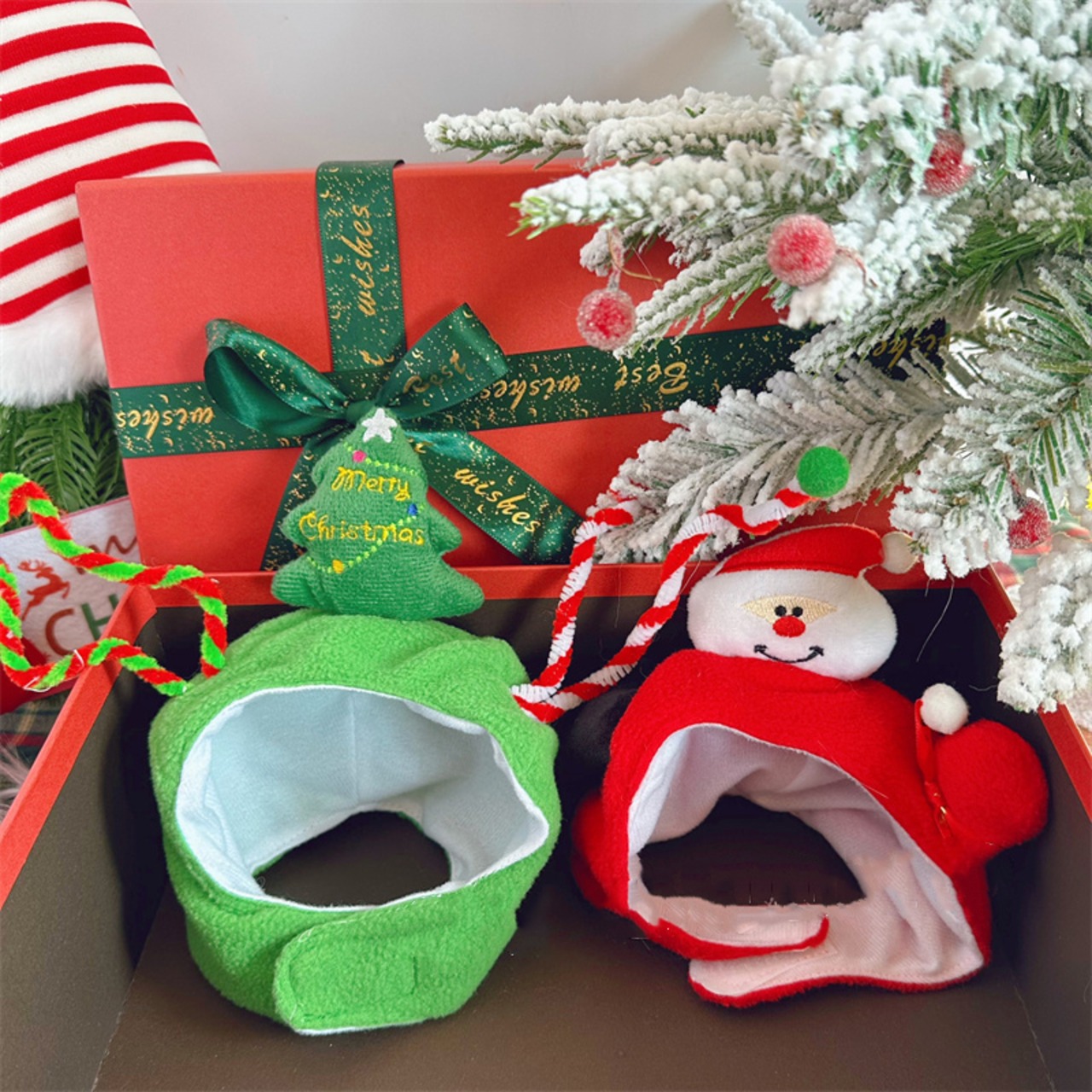 【PET】8種類展開クリスマス風色々面白い立体感あるアニメ動物飾りペット帽子