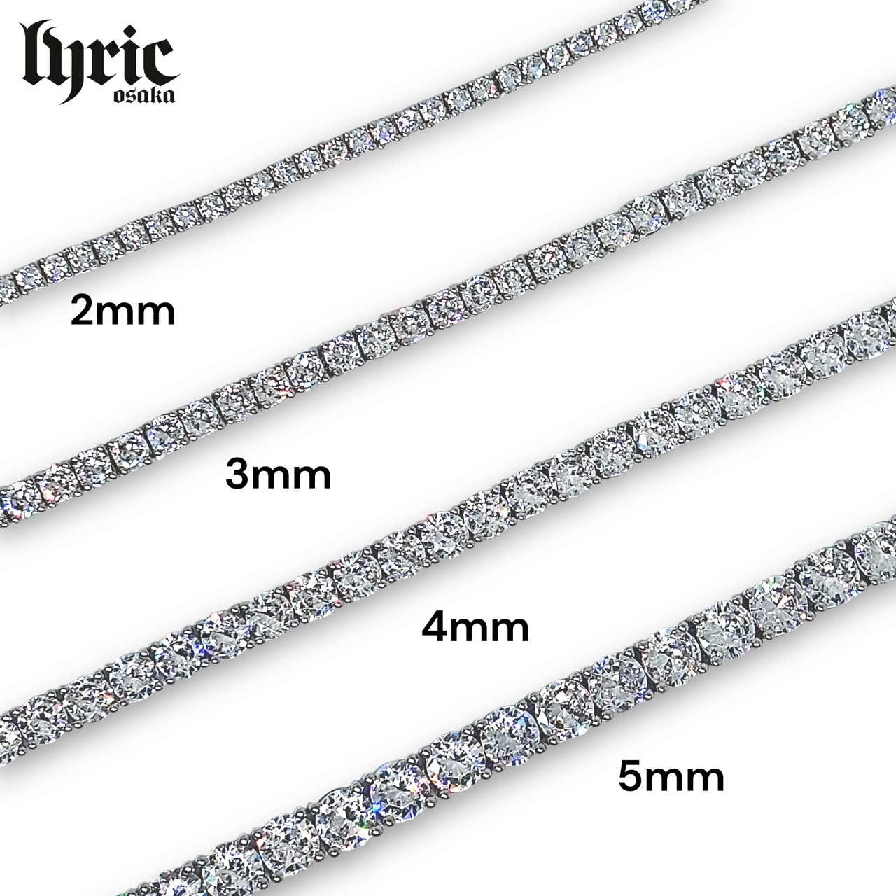 5mm 55cm luxury tennis necklace silver