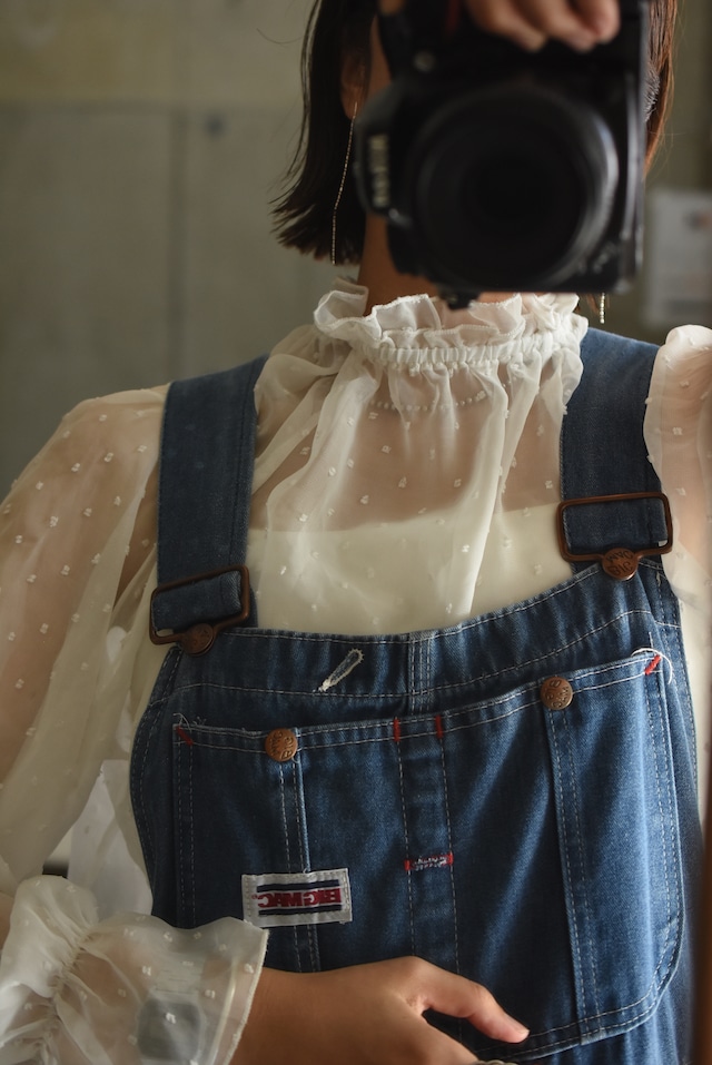 OK/90's dot & frill sheer blouse.