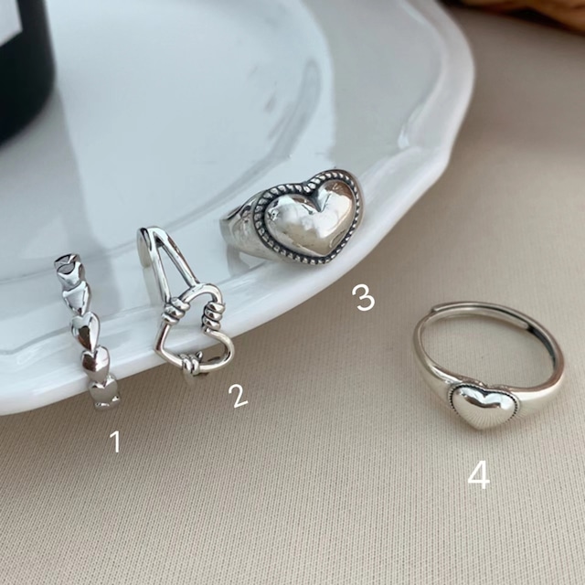 Weiwan925シルバーvintage愛心リング 4s