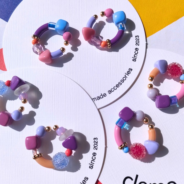 つぶわっか コバルト/フクシア/オレンジ【イヤーカフ】