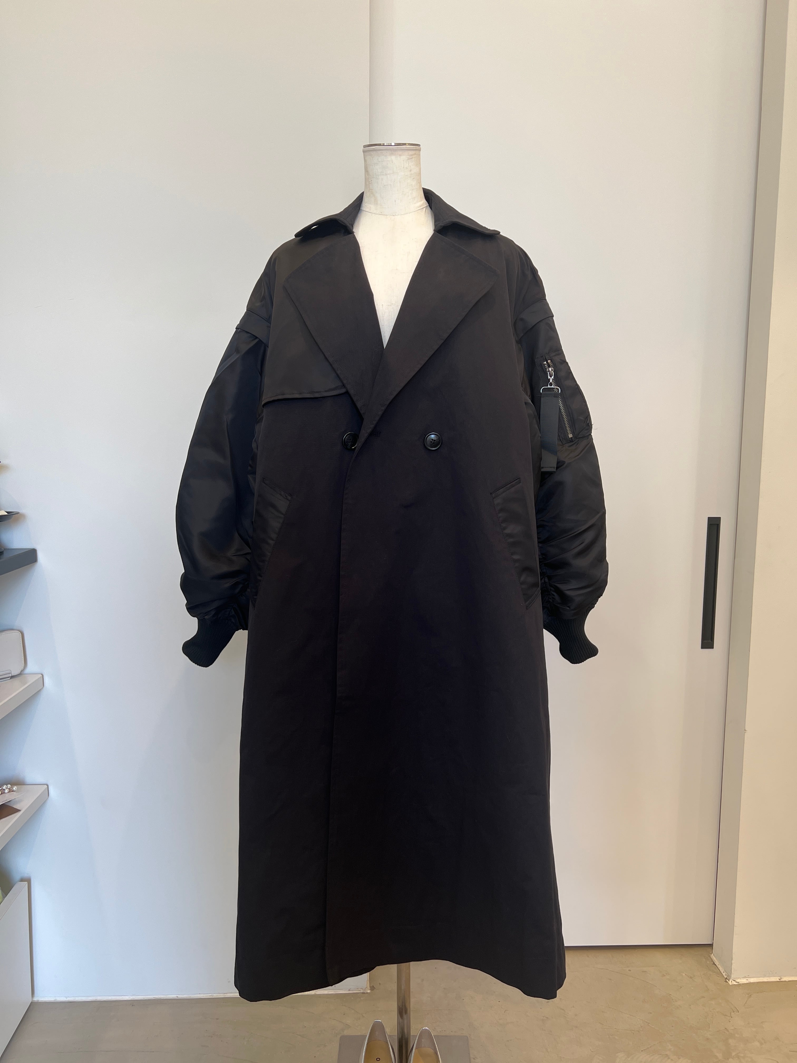 【SELECT】MA-1スリーブビッグカラーロングコート 24-0187