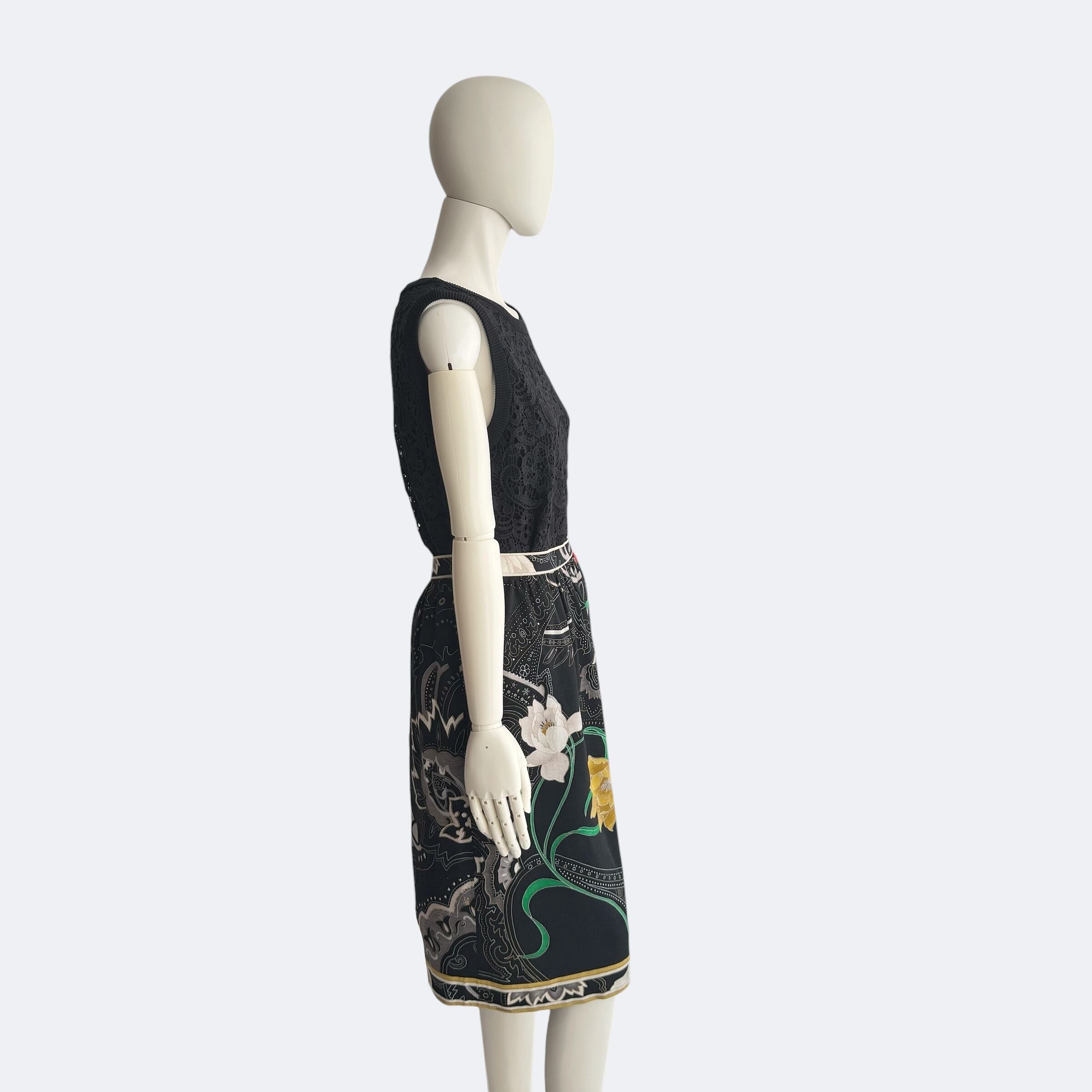 LEONARD FASHION レオナール スカート ブラック 花柄 ひざ丈 | monchouchou