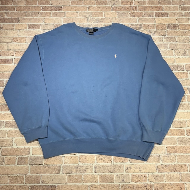 1990s RALPH LAUREN PONY SWEAT SHIRT BLUE