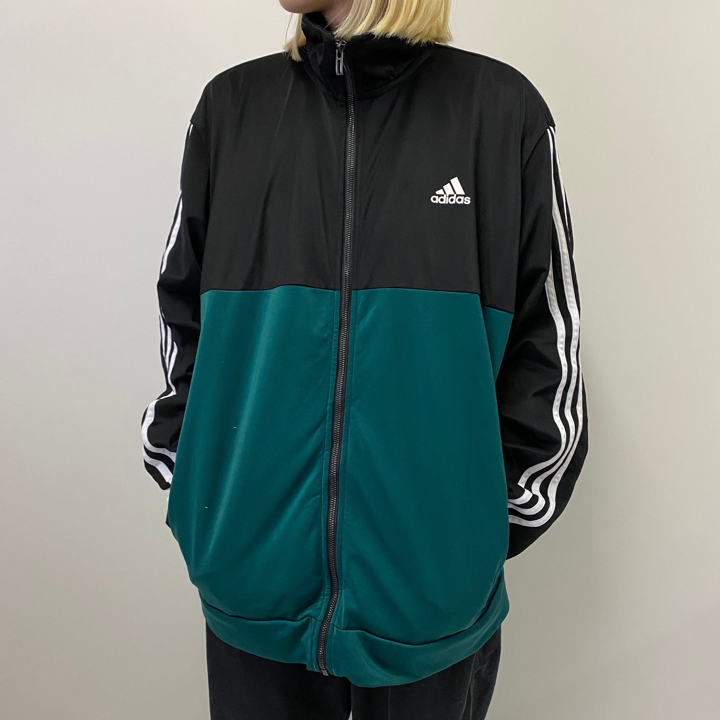 80s adidas descente ロゴ 白緑 ジャージ トラックジャケット-