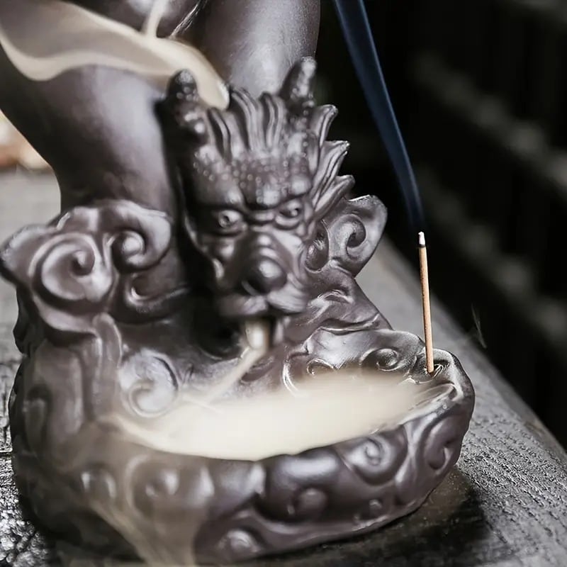 香炉飾り 逆流香炉 香炉 お香 線香 仏 龍 竜 ドラゴン 仏様 風水グッズ