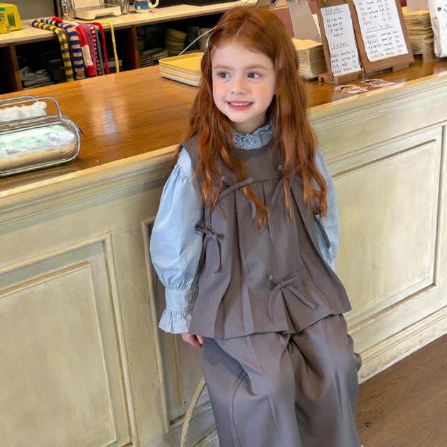 秋リボンつきガーリーフォーマルトップス