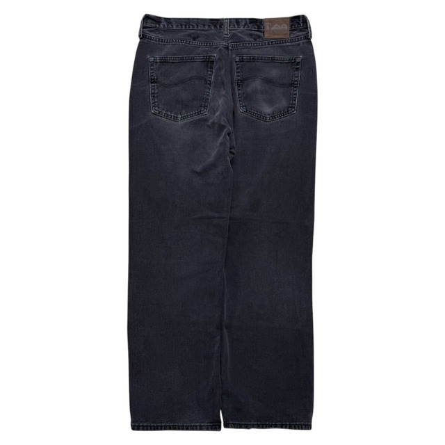 【レザーダブルニー】【リメイク】【W40×L30】Lee デニムパンツ　革パッチ