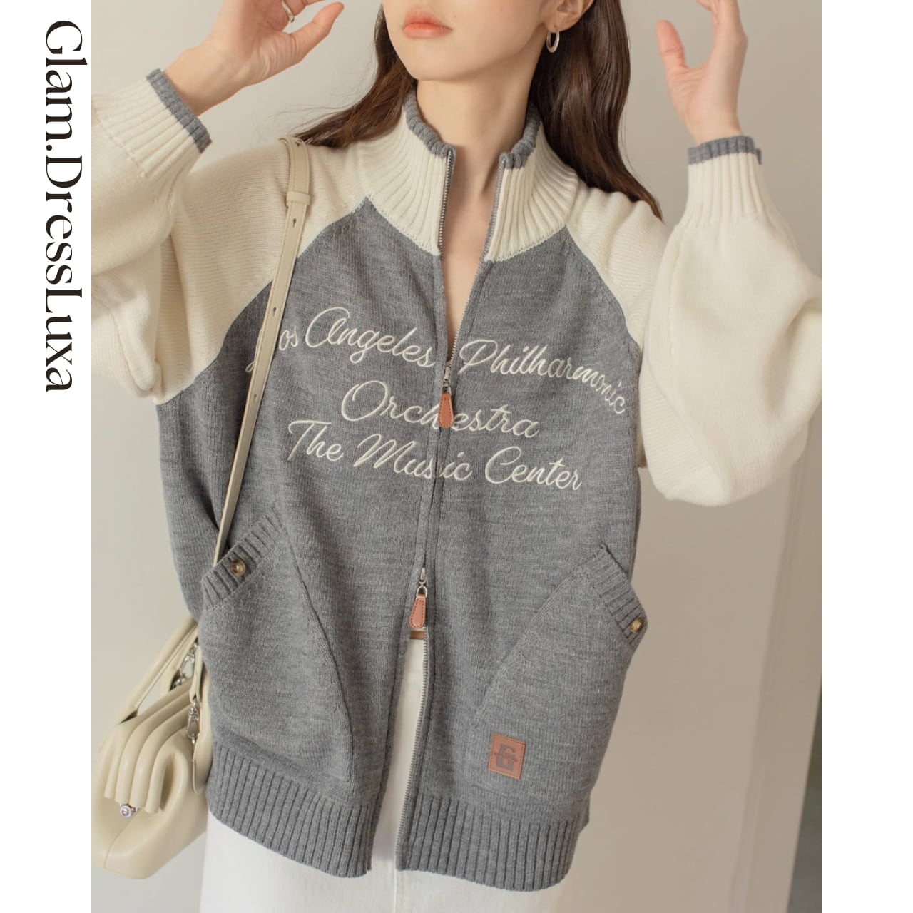 レター ラグランニットジャケット/2color_K237