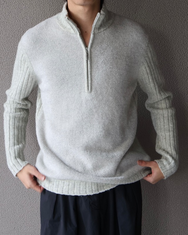 【Jean Paul Gaultier】Sleeve cut-out Half Zip Knit
