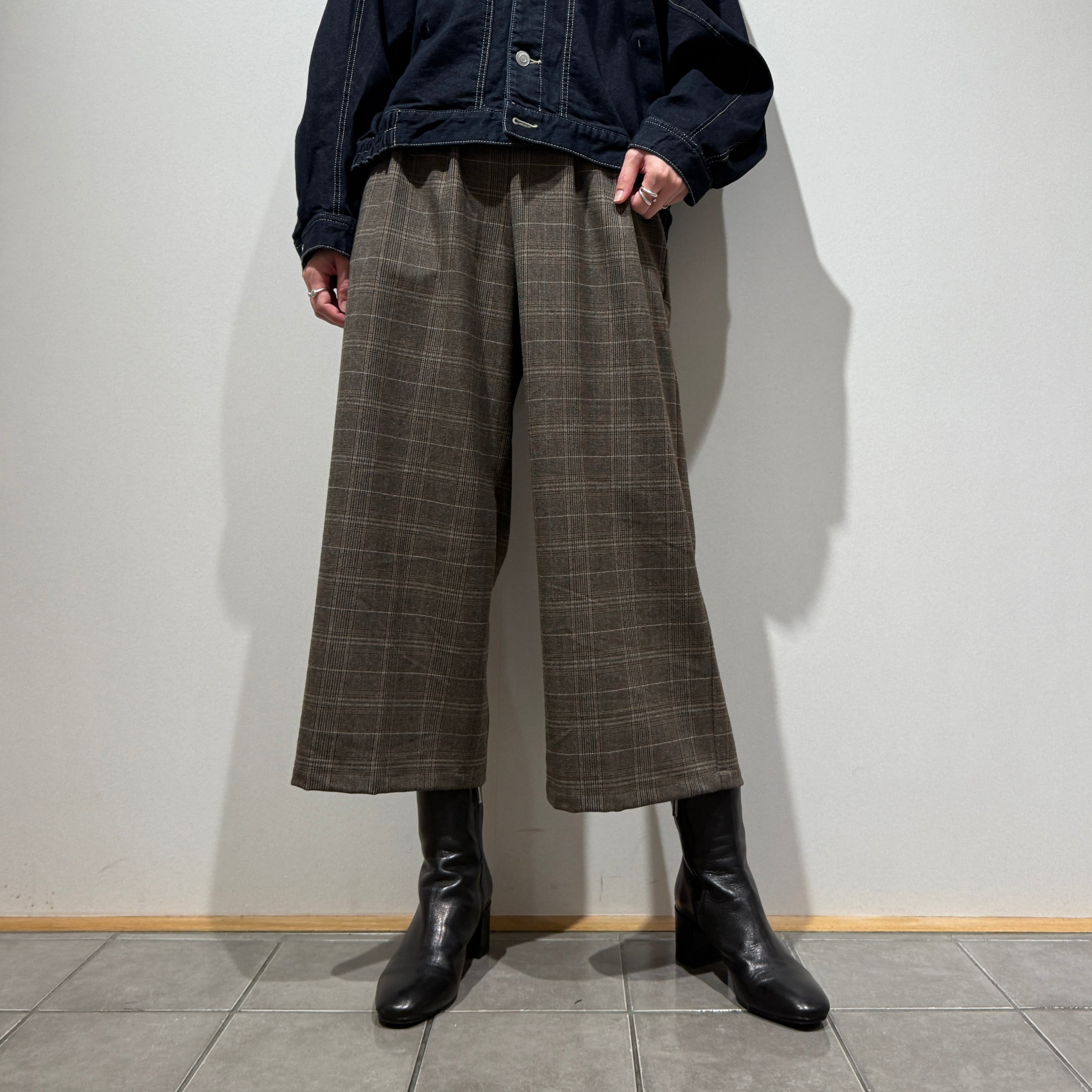 尾州TRグレンチェックワイドパンツ