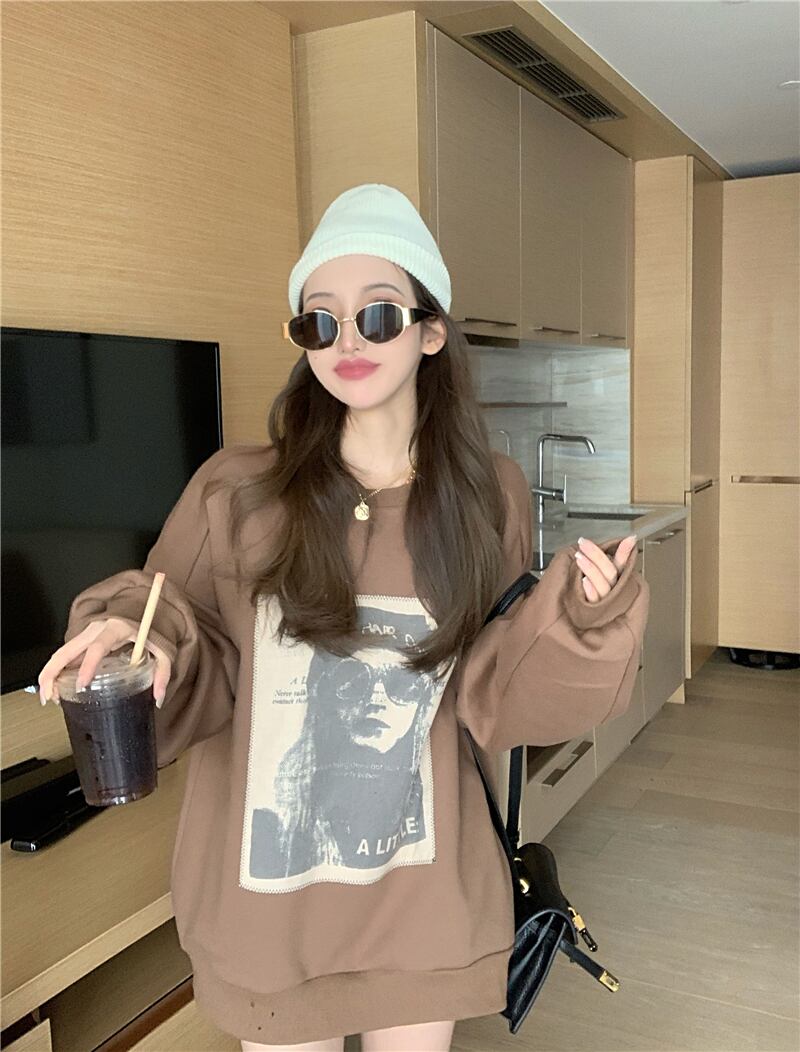 セーター レディースルーズラウンドネックジャケット スプリング 春物 Oネック ブラックストロベリース22619602231