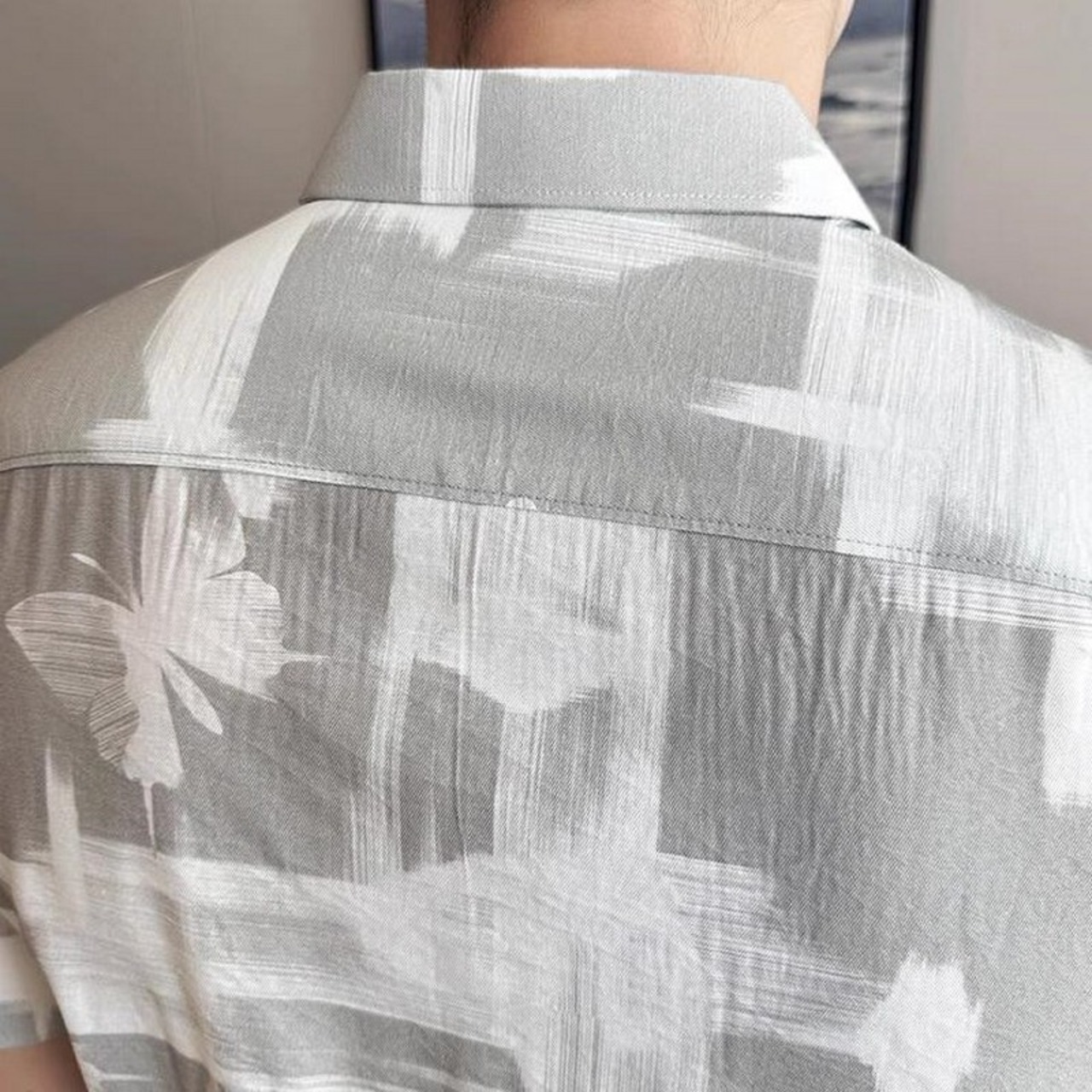 slim business print shirt 00345