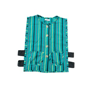 saruche マルチストライプベスト Light Green / Orange
