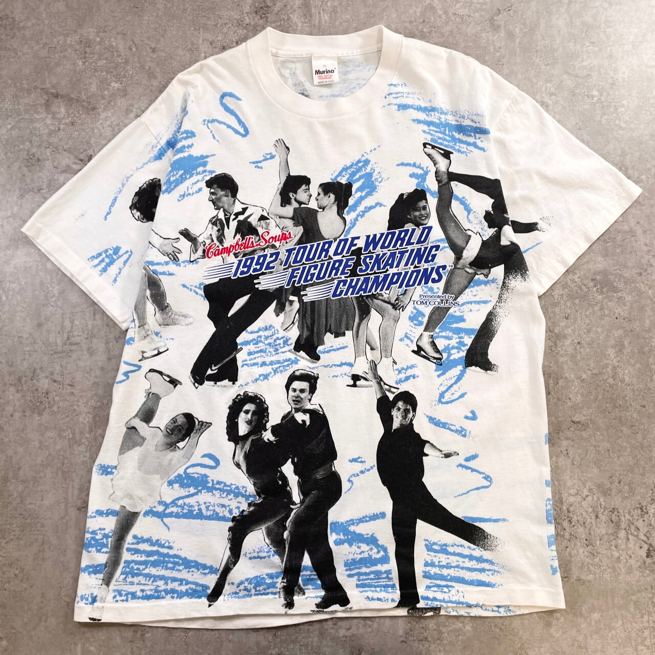 90年代 USA製 1992 フィギアスケート オールオーバープリント 総柄T