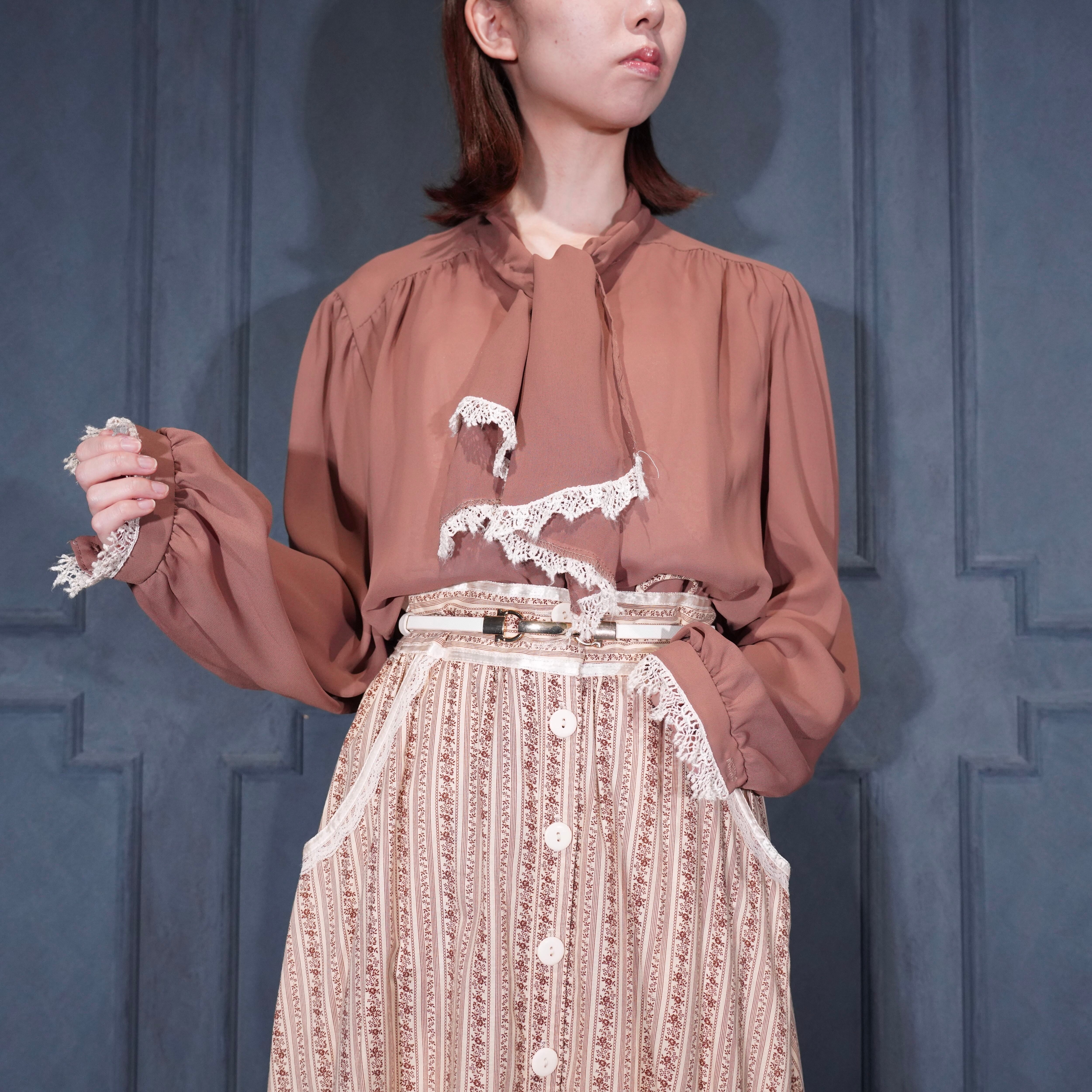vintage ヴィンテージ ブラウス フリル レッド レトロ USA 海外古着 シャツ ブラウス | Titti Vintage