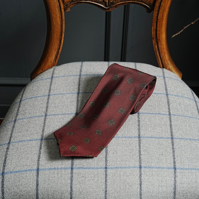 5-Fold Printed Silk Tie bordeaux
