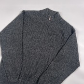 カシミヤ100% CASHMERE カシミヤ ハーフジップ ケーブル ニット セーター /チャコール系 メンズ
